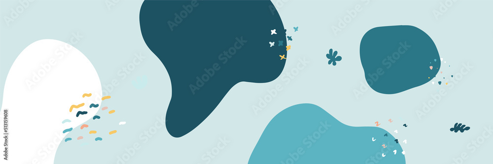 Beautiful pastel social media banner template with minimal abstract organic shapes composition in trendy contemporary collage style Beautiful pastel social media banner template with minimal abstract organic shapes composition in trendy contemporary collage style