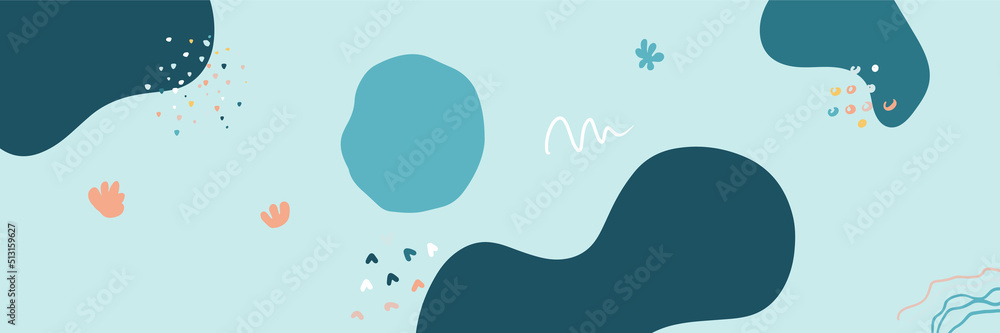 Beautiful pastel social media banner template with minimal abstract organic shapes composition in trendy contemporary collage style Beautiful pastel social media banner template with minimal abstract organic shapes composition in trendy contemporary collage style