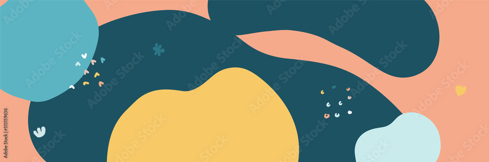 Beautiful pastel social media banner template with minimal abstract organic shapes composition in trendy contemporary collage style Beautiful pastel social media banner template with minimal abstract organic shapes composition in trendy contemporary collage style