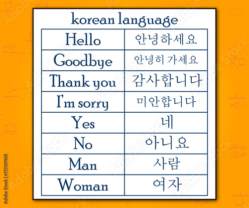 korean language hello and other words vector design