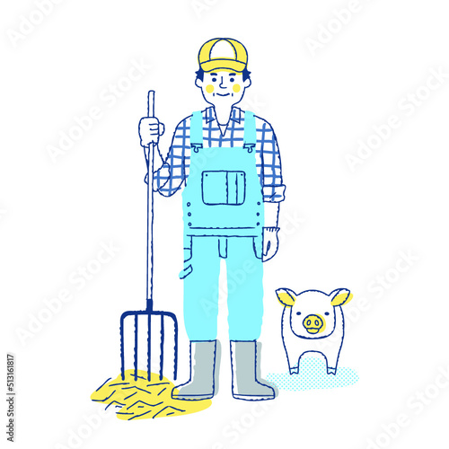 養豚農家の男性と豚