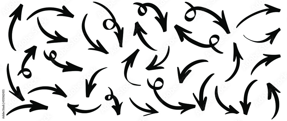hand drawn arrow icon set isolated on white background. Doodle vector illustration. hand drawn arrow icon set isolated on white background. Doodle vector illustration.