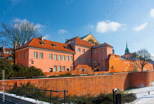 Warsaw Barbican and colorful houses in the old town in Warsaw