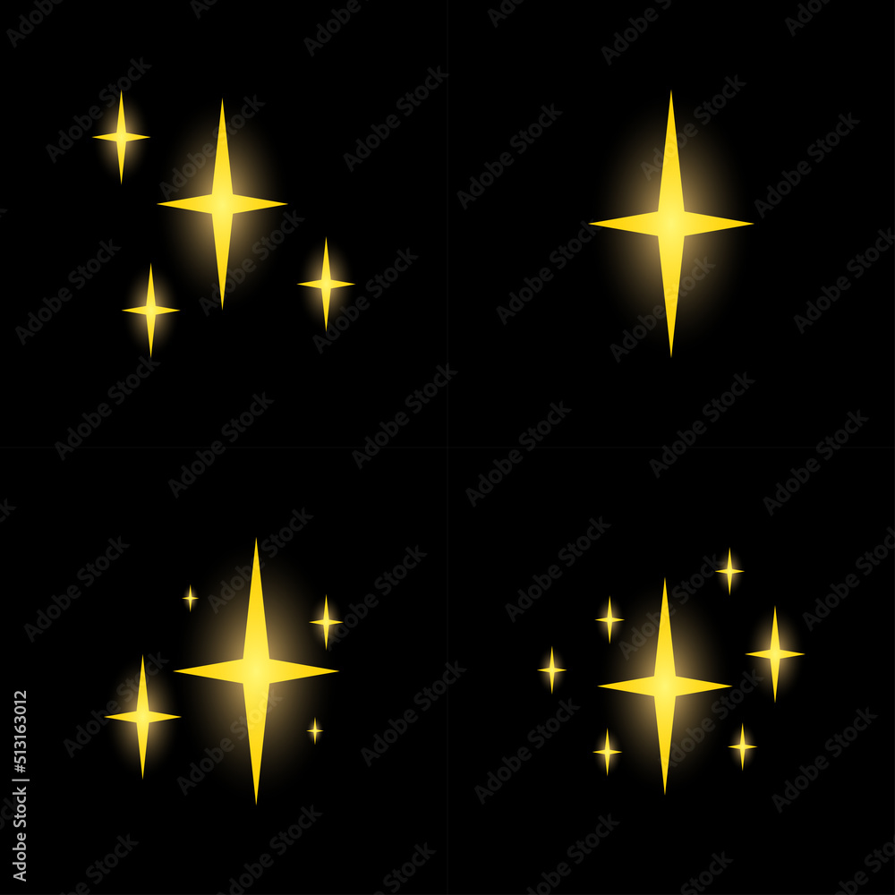 Set of stars sparkles, flat design Set of stars sparkles, flat design
