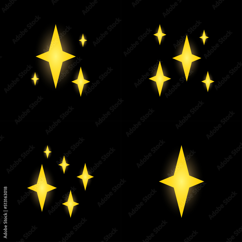 Set of stars sparkles, flat design Set of stars sparkles, flat design