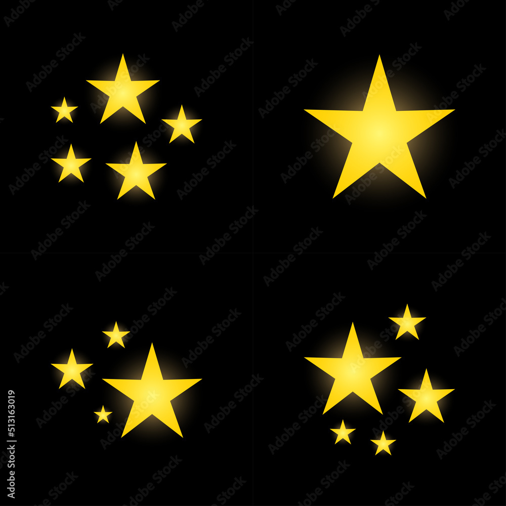 Set of stars sparkles, flat design Set of stars sparkles, flat design