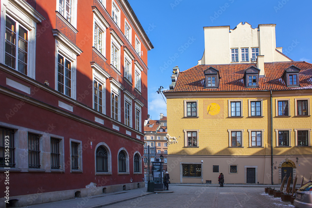 Colorful houses in the old town in Warsaw, Poland