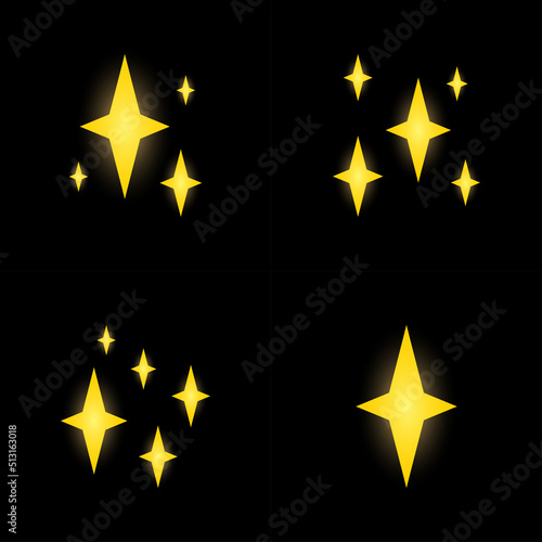 Set of stars sparkles  flat design