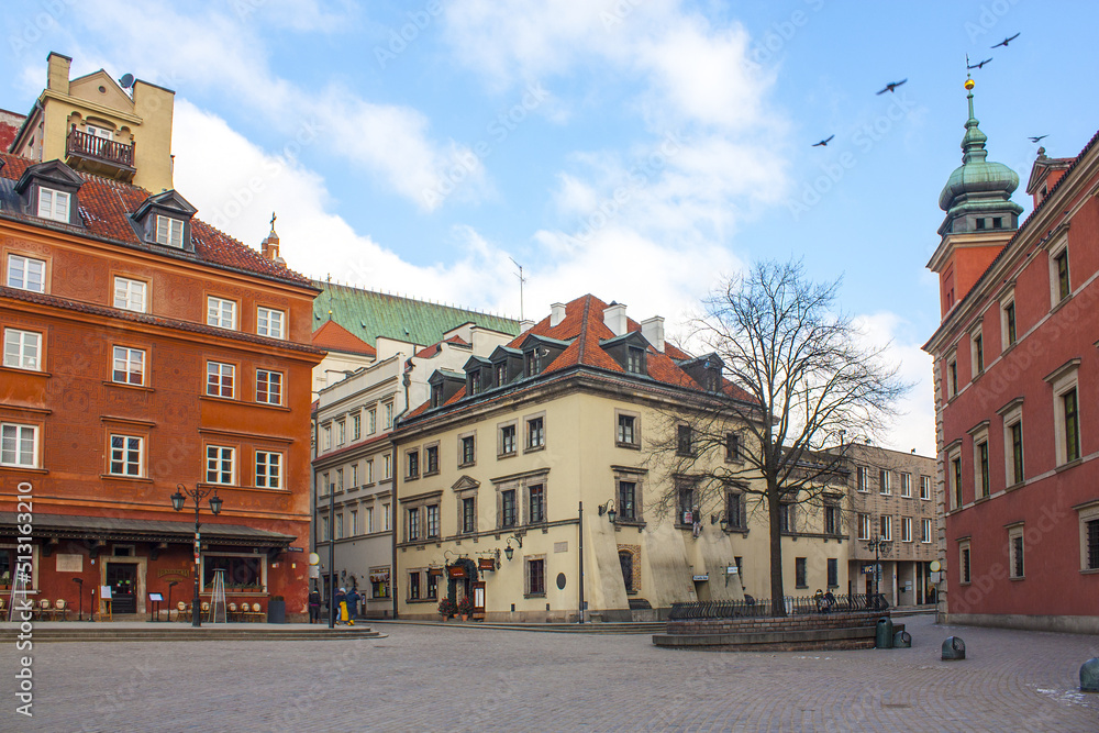 Colorful houses in Castle Square in the Old Town of Warsaw, Poland