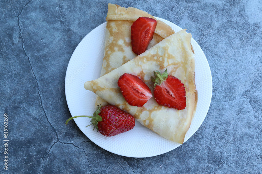 pancake with strawberries pancake with strawberries