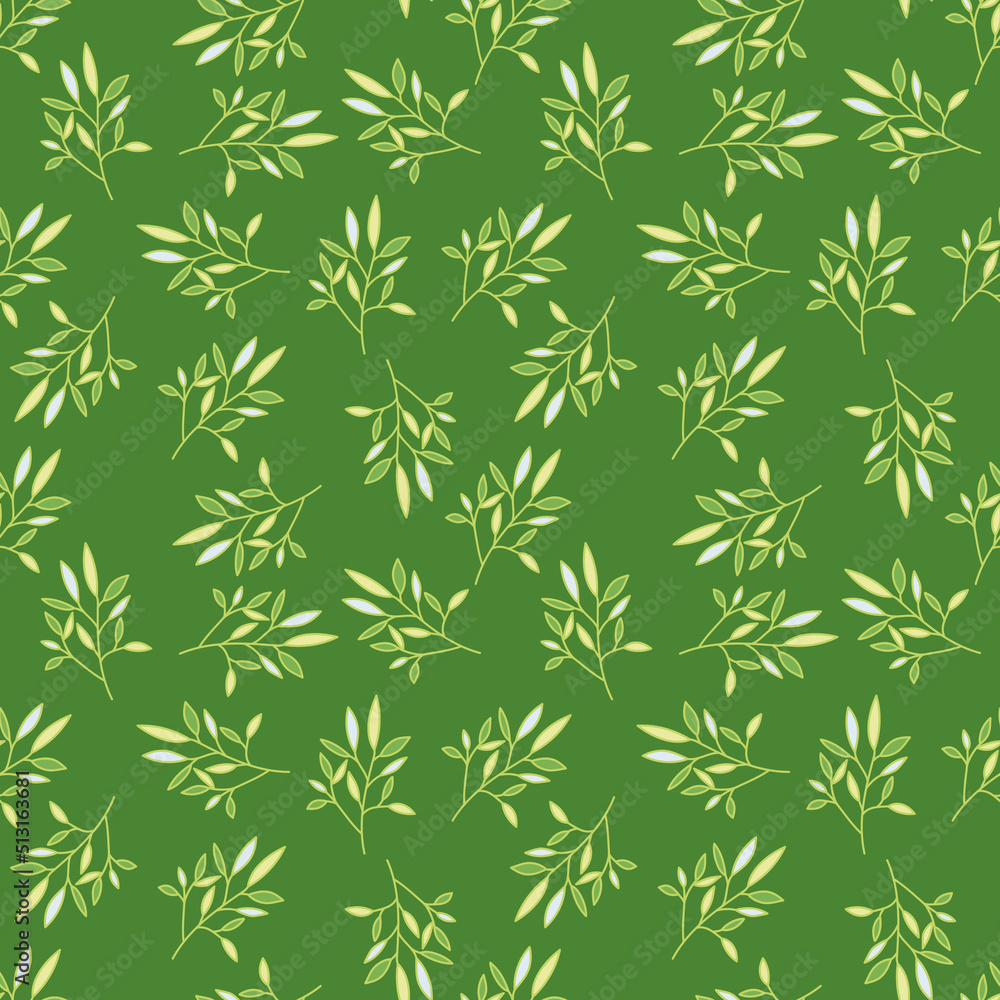 Simple outline leaves seamless pattern. Modern leaf wallpaper. Botanical floral background.