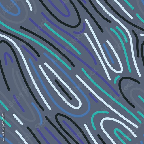 Abstract linear seamless pattern. Doodle style. Hand drawn line endless wallpaper.