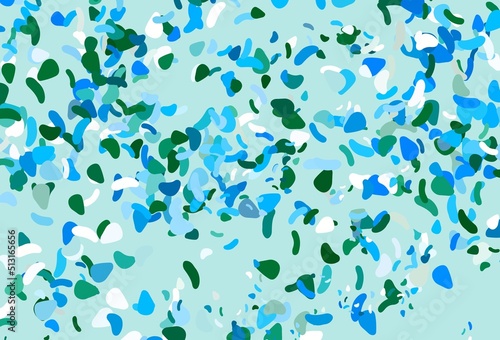 Light blue, green vector template with memphis shapes.