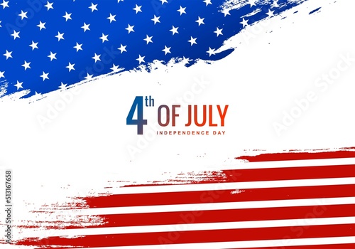 Independence day 4th of july american flag in brush stroke design