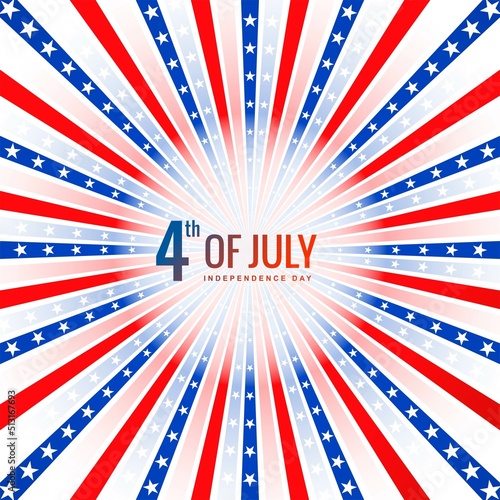 Happy 4th of July Independence day on sunburst style background