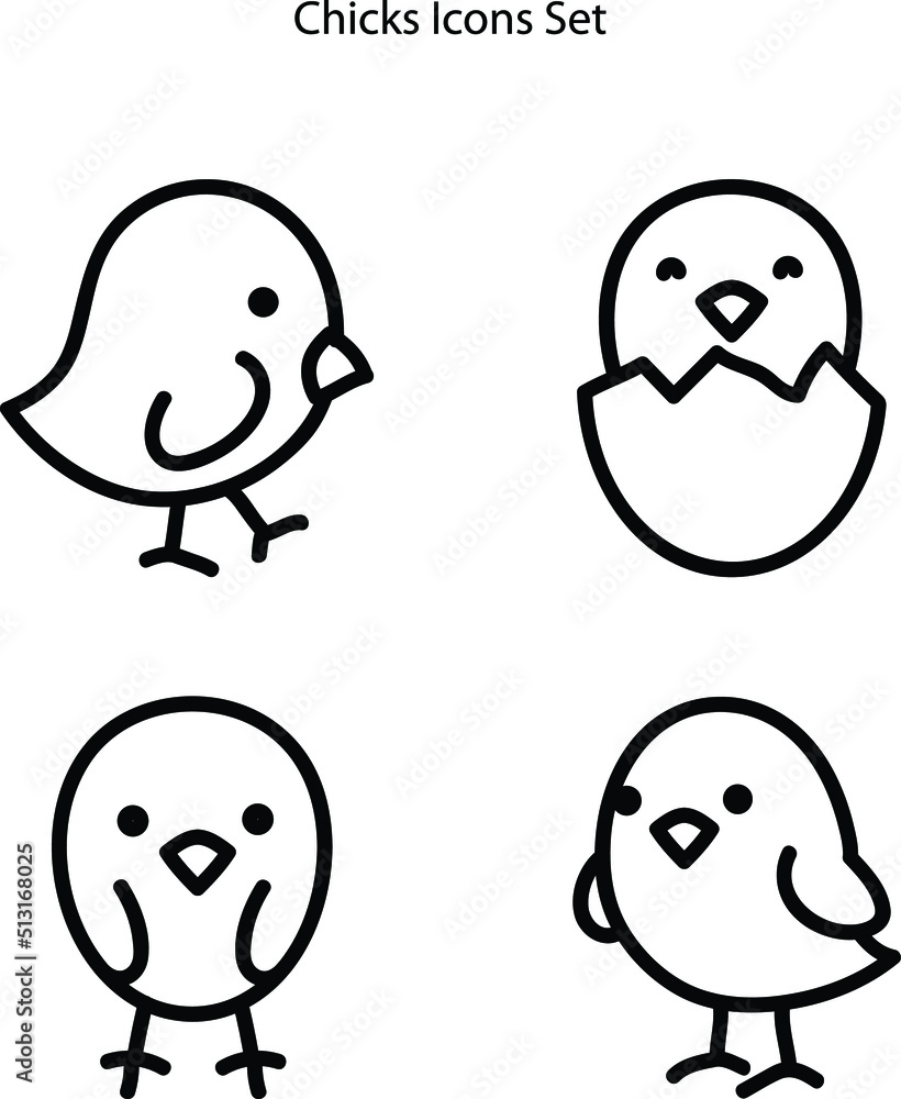 chicks icons set isolated on white background. chick icon thin line outline linear chick symbol for logo, web, app, UI. chick icon simple sign. chicks icons set isolated on white background. chick icon thin line outline linear chick symbol for logo, web, app, UI. chick icon simple sign.