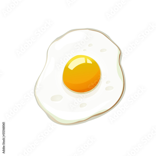 Graphic illustration of an omelet with one egg isolated on a white background