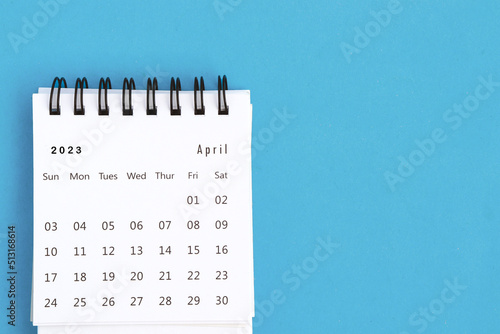 calendar April 2023 on a blue background