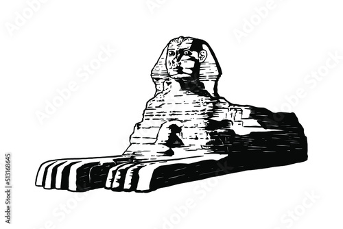 The Great Sphinx of Giza - Vector illustration isolated on white background - Out line