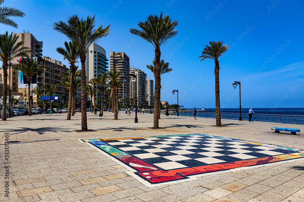 Obraz premium Lebanon. Beirut, capital of Lebanon. The Corniche Beirut (seaside promenade)
