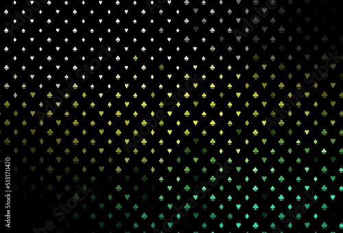 Dark green, yellow vector texture with playing cards.