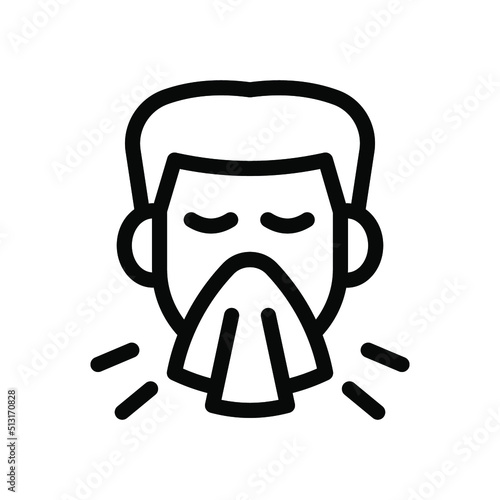 sneezing line icon illustration vector graphic