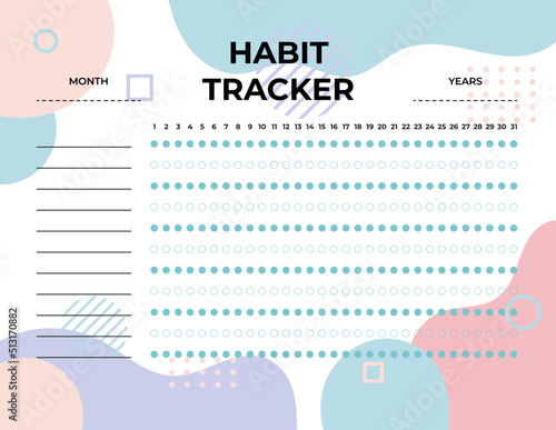 Habit Tracker. Monthly planner habit tracker template.