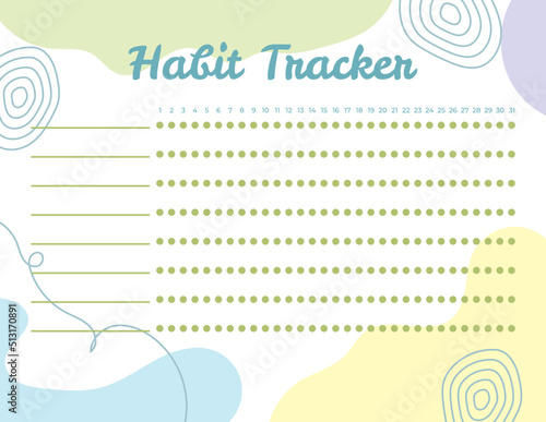 Habit Tracker. Monthly planner habit tracker template.