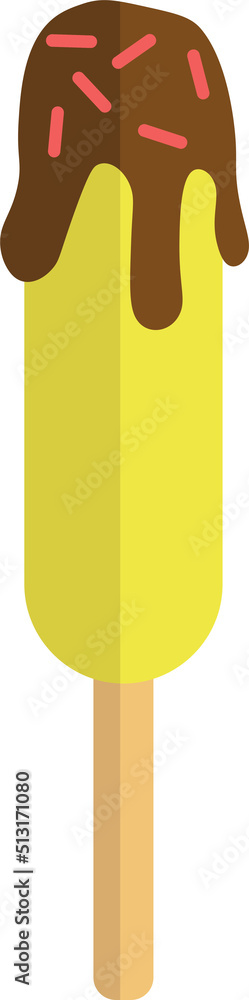Ice cream on stick isolated on white background. Ice cream sweet refreshing summer illustration vector. Chocolate sprinkles ice cream popsicle Ice cream on stick isolated on white background. Ice cream sweet refreshing summer illustration vector. Chocolate sprinkles ice cream popsicle