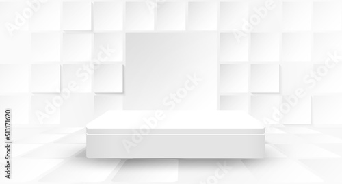 Theme product presentation podium display square shape white background. Vector.
