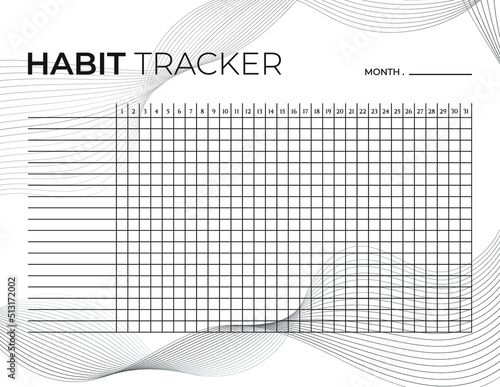 Habit Tracker. Monthly planner habit tracker template.