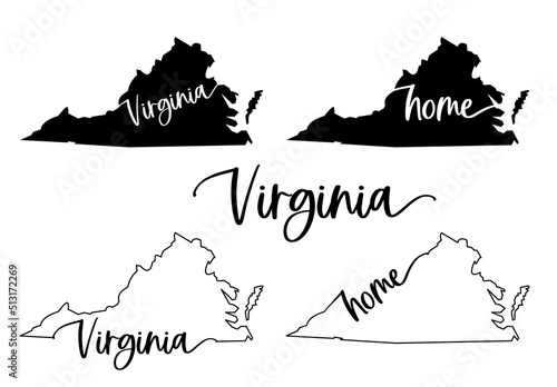 Stylized map of the U.S. State of Virginia vector illustration