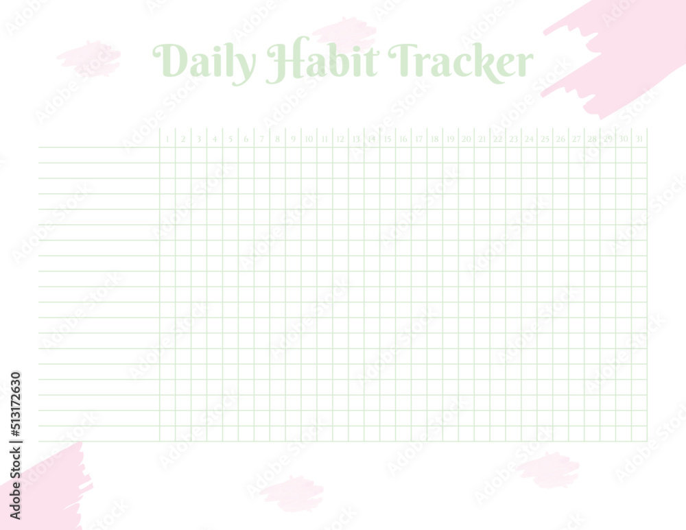 Habit Tracker. Monthly planner habit tracker template.