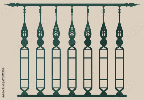 Vector mockup of forged architectural medieval fence