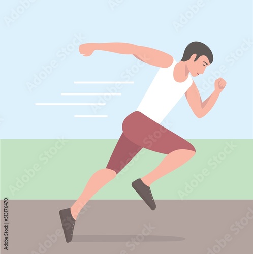 Running athlete. Vector color illustration
