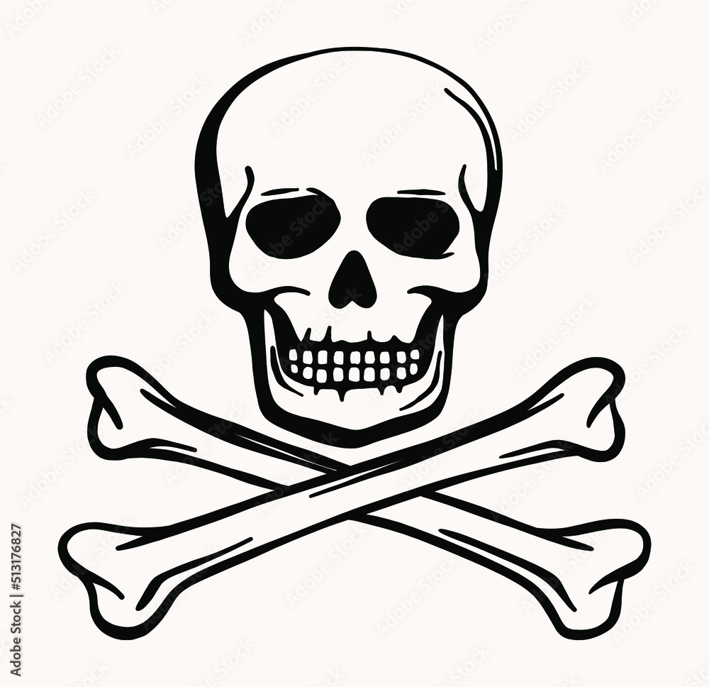 Skull and bones vector illustration - Hand drawn Skull and bones vector illustration - Hand drawn