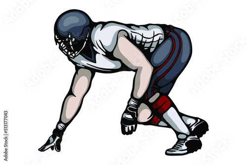  American footballers are ready to start a game vector illustration - Hand drawn