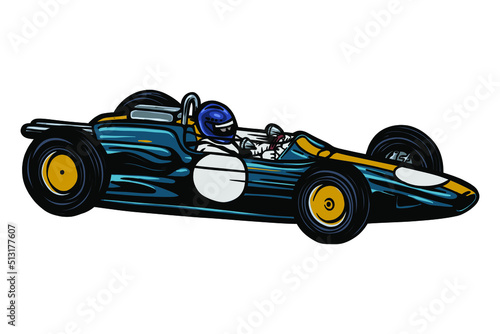  vintage racing car vector illustration - Hand drawn