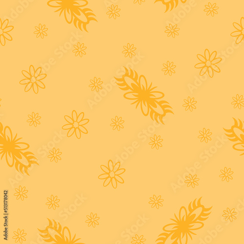 Seamless floral pattern in yellow-orange color