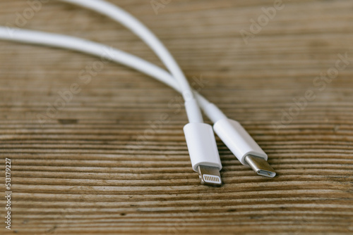cable on wooden table photo