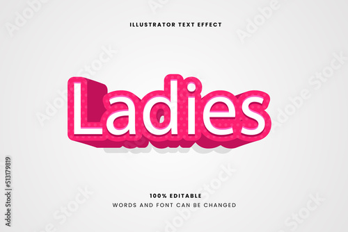 Ladies 3d vector text effect fully editable high quality