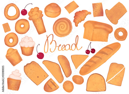 Set of minimalistic raster illustrations in flat style collection on white background