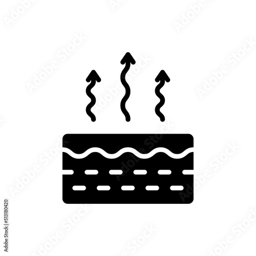 Moisture Evaporation of Skin Silhouette Icon. Skin Water Loss Pictogram. Skin Structure and Arrows Up Moisture Wicking Process, Skin Odor Concept Black Icon. Vector Illustration
