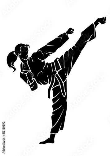 Female Taekwondo High Kick Silhouette