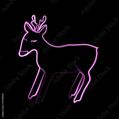 Vector illustration of a roe deer with a neon effect.