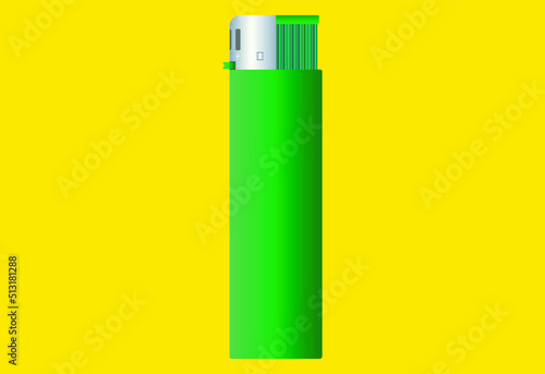 green lighter in profile on a yellow background