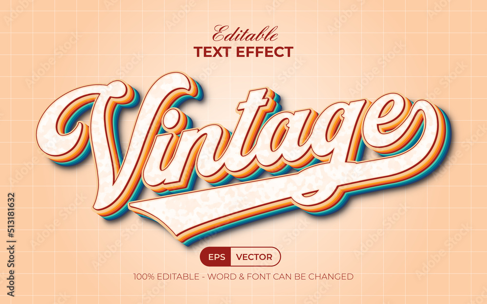 Vintage text effect style. Editable text effect.
