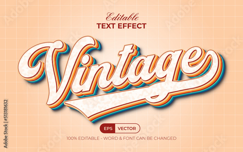 Vintage text effect style. Editable text effect.