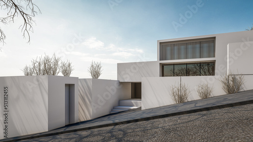 3D rendering illustration of modern house © Aris Suwanmalee