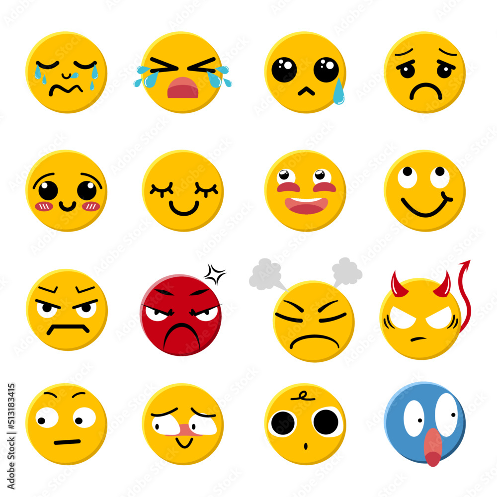 Set of emoji icon vector design. World Emoji day concept on July 17 Set of emoji icon vector design. World Emoji day concept on July 17